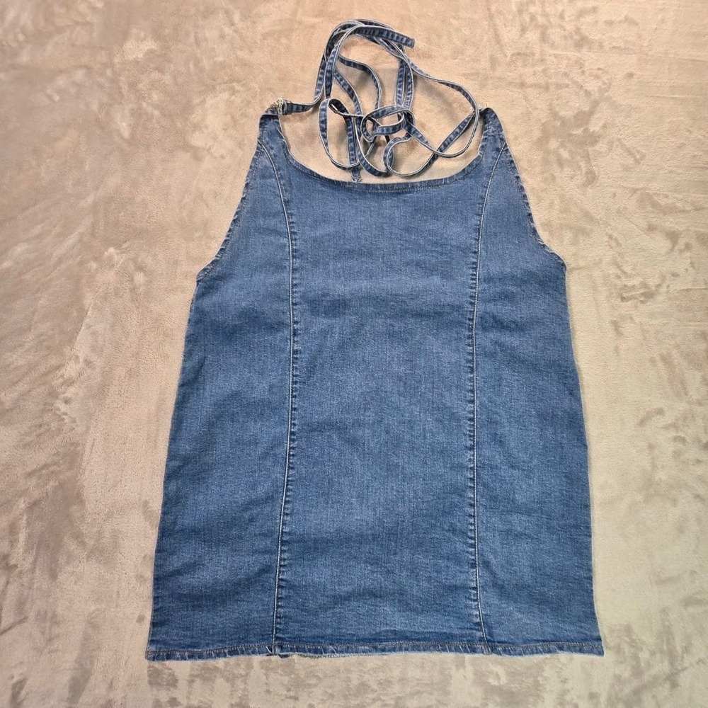 PrettyLittleThing Women's Denim Apron Dress Size 12 / UK 16 Blue Utility Style